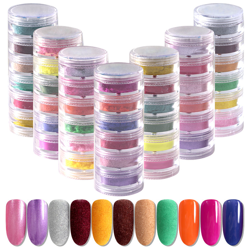 FNP032  Fine Quality Acrylic Variable Temperature Nail Powder Mixed Mirror Woolen Solid Magic Nail Art Decoration