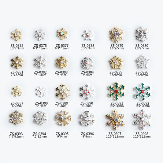 NZJ039  Wholesale Christmas Snowflake series AB diamond white diamond nail jewelry