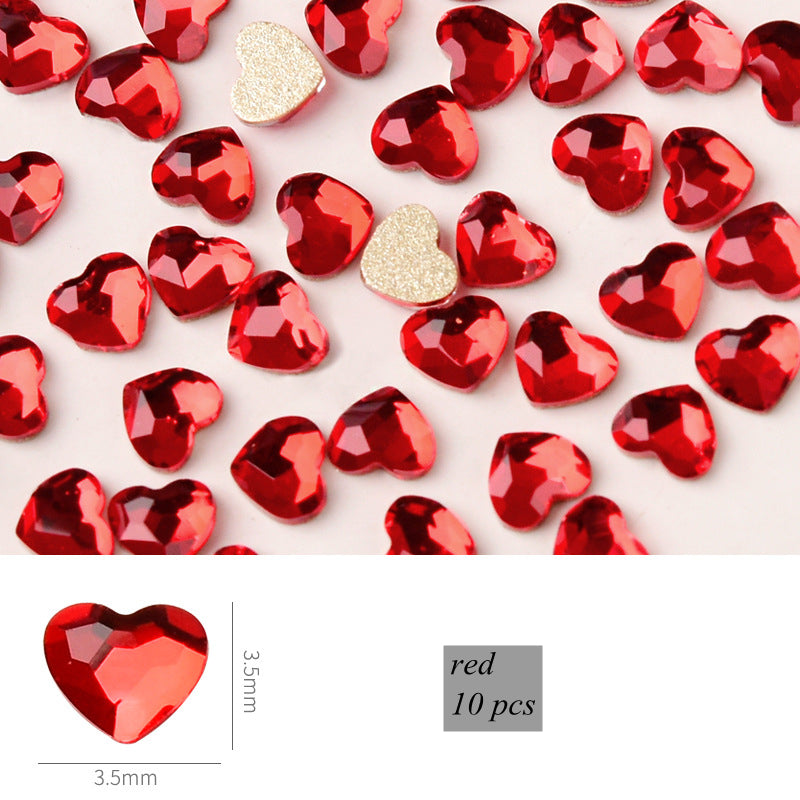 NDE049  ForLife Nail Art Mini Love Heart Diamond Flat Heart 3*3.5mm Shiny DIY 3D Crystal Diamond Jewelry