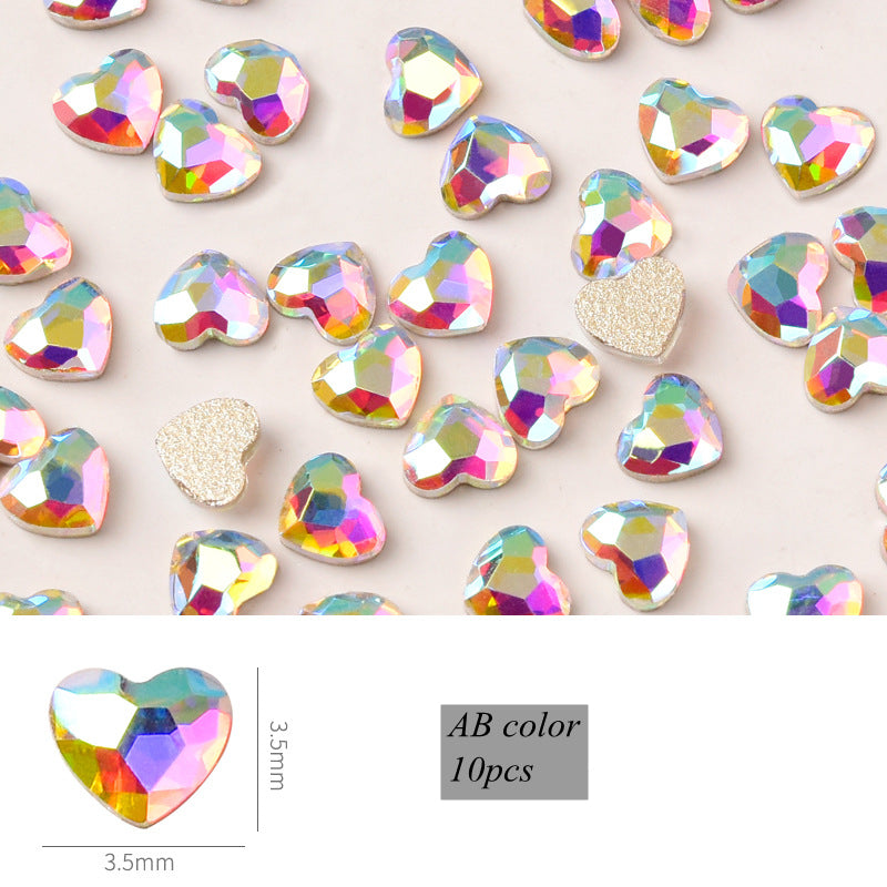 NDE049  ForLife Nail Art Mini Love Heart Diamond Flat Heart 3*3.5mm Shiny DIY 3D Crystal Diamond Jewelry