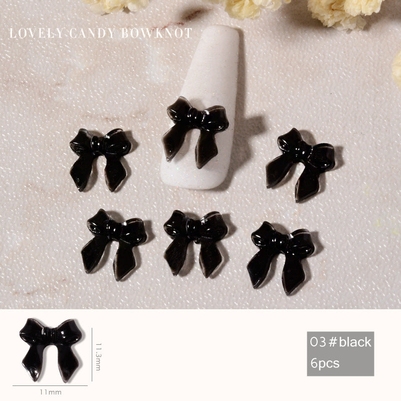 NDE044  ForLife new 6-piece nail art candy color soft bow ornaments bendable nail art diamonds nail jewelry accessories