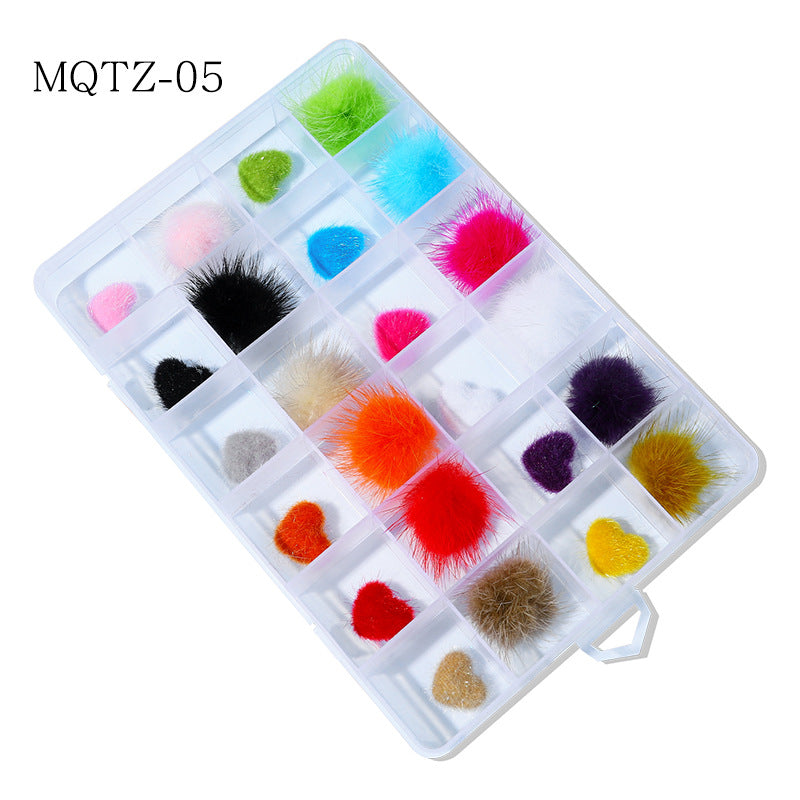 NDE057  ForLife  2021 Popular Removable Magnetic Hairball Nail Charms DIY pompom Nail Jewelry Decoration
