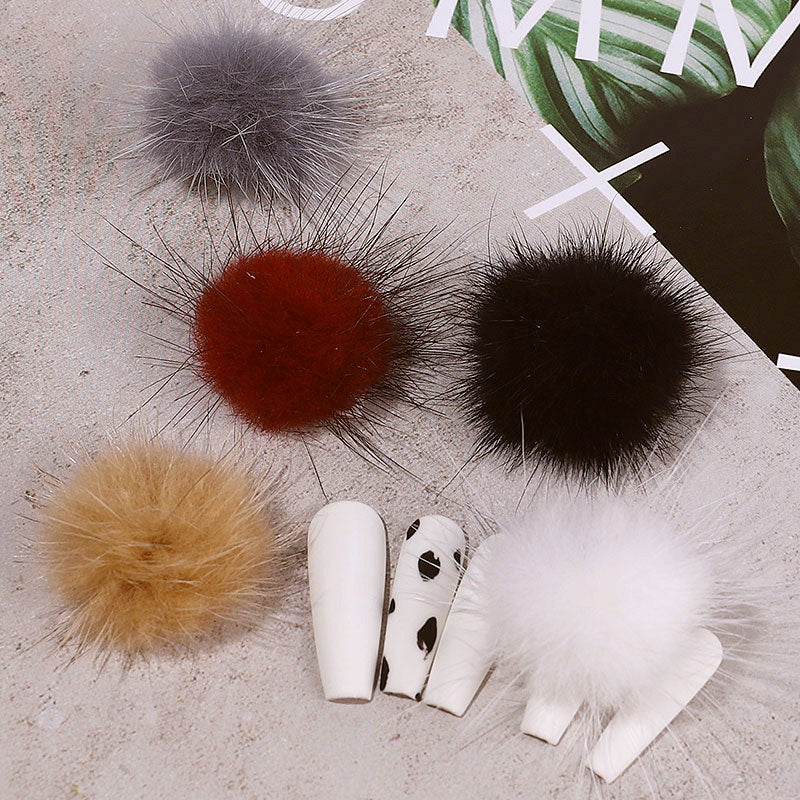 NDE057  ForLife  2021 Popular Removable Magnetic Hairball Nail Charms DIY pompom Nail Jewelry Decoration
