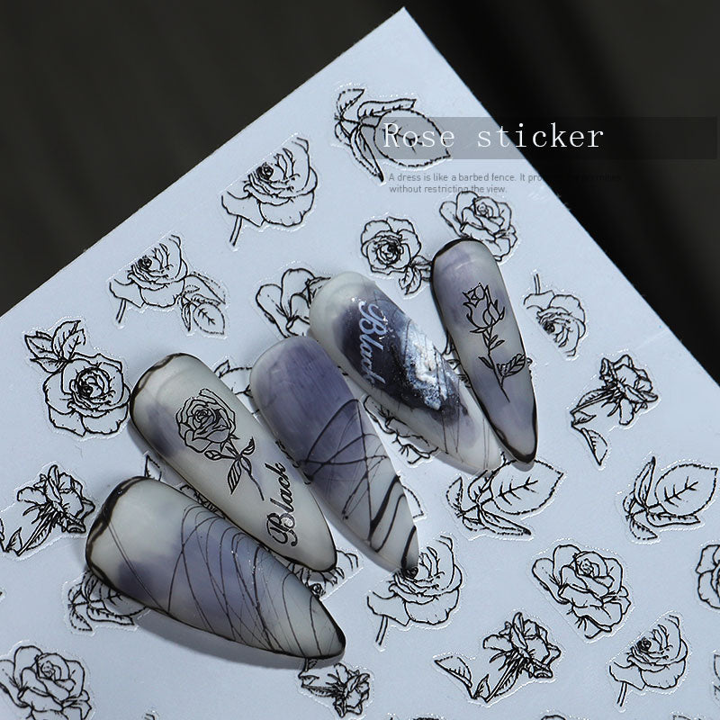 NS5D025  ForLife rose flower Design 3D Nail Art Sticker Flower Transfer Stickers Slider Decals Tip Manicuring Art Decoration
