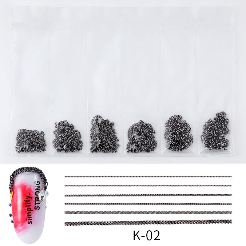NDE003  ForLife Gold Silver Punk Metal Nail Art Chain DIY Steel Ball Decorations Pearl 3D Nail Jewelry Accessories
