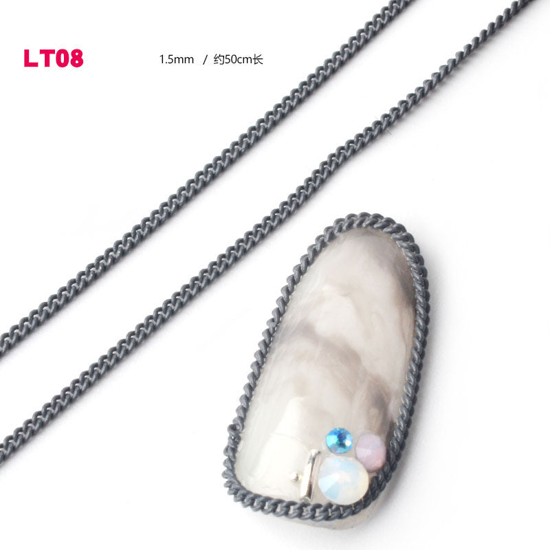 NDE029  ForLife 12 Types Colorful Thin Metal Chains 3d Nail Art Decorations Charm Nail Jewelry DIY Nail Decoration