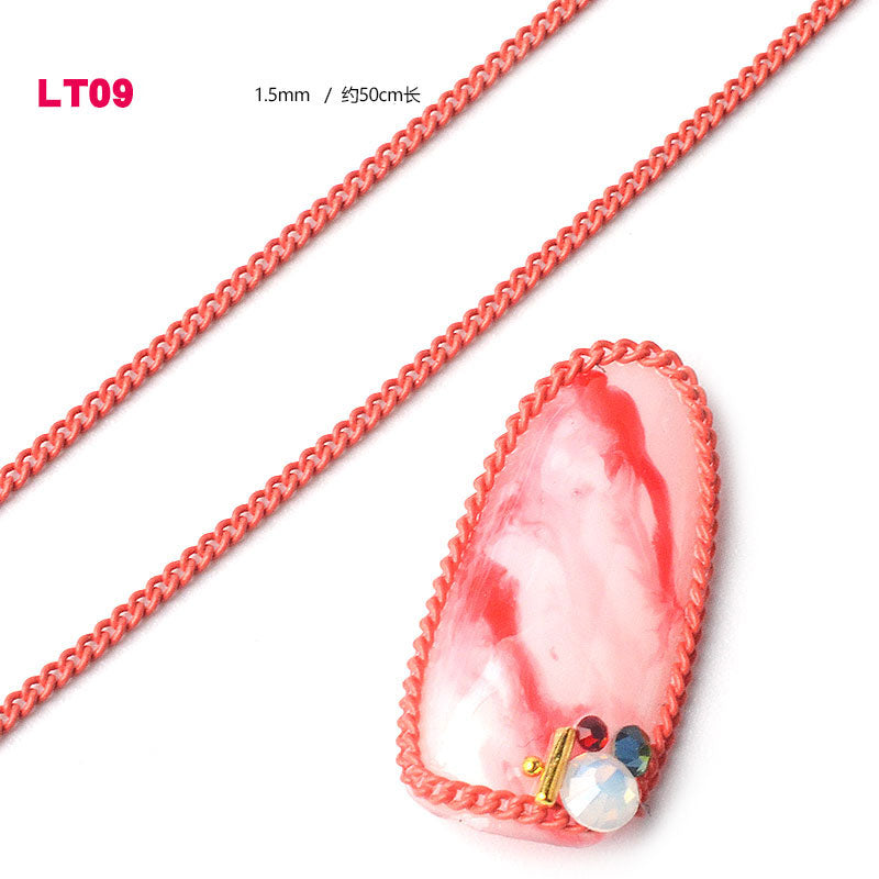 NDE029  ForLife 12 Types Colorful Thin Metal Chains 3d Nail Art Decorations Charm Nail Jewelry DIY Nail Decoration