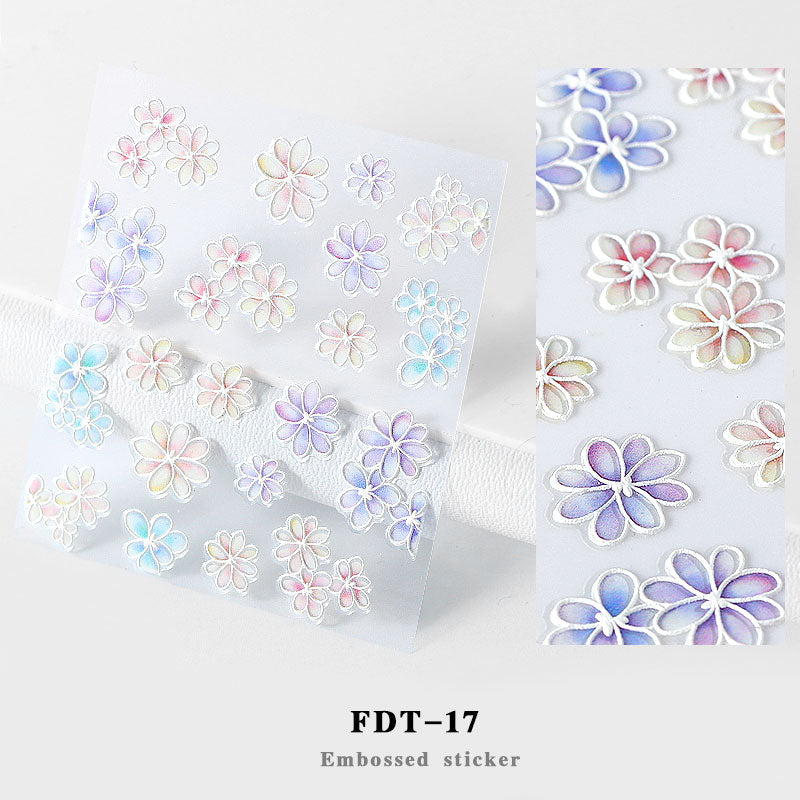 NS5D012   ForLife 2019 New Design 5D Embossed Charm Flowers Nail Art Stickers Decorations