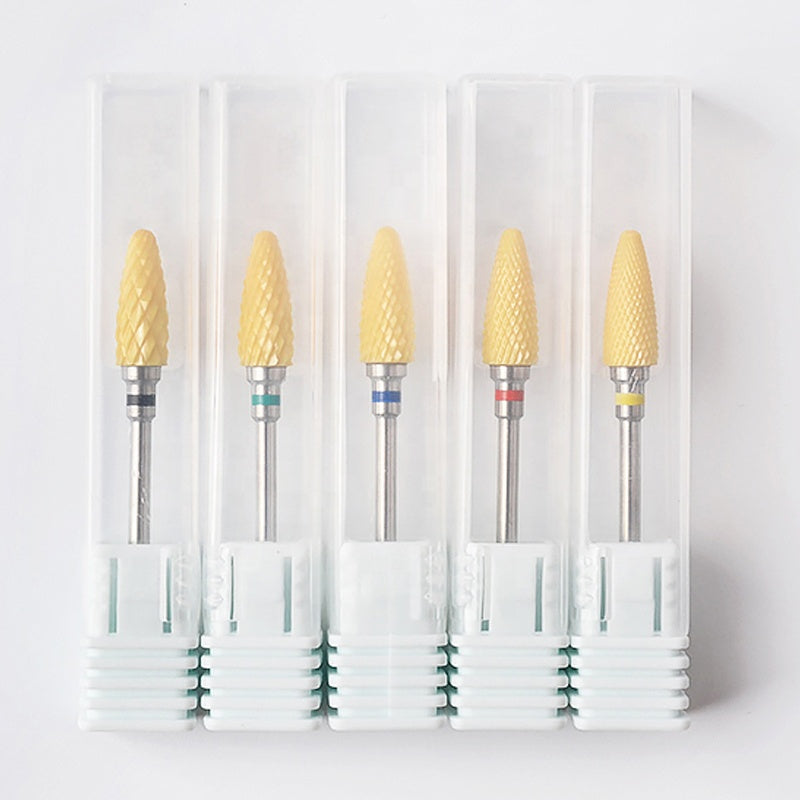 NDB013  3/32" Yellow Electric Ceramic Nail Drill Bits Manicure Nail Art Tool Accessories XC/C/M/F/XF