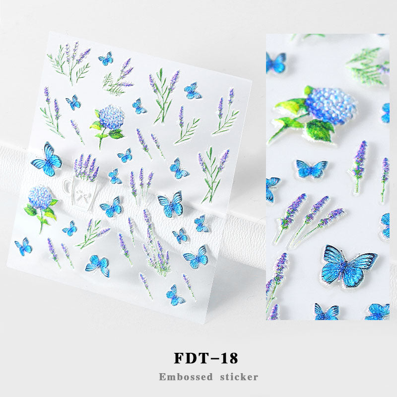 NS5D012   ForLife 2019 New Design 5D Embossed Charm Flowers Nail Art Stickers Decorations