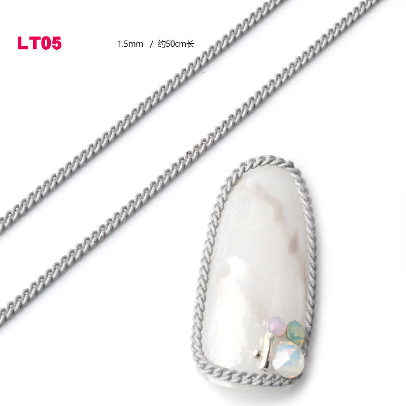 NDE029  ForLife 12 Types Colorful Thin Metal Chains 3d Nail Art Decorations Charm Nail Jewelry DIY Nail Decoration