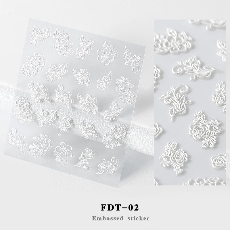 NS5D012   ForLife 2019 New Design 5D Embossed Charm Flowers Nail Art Stickers Decorations