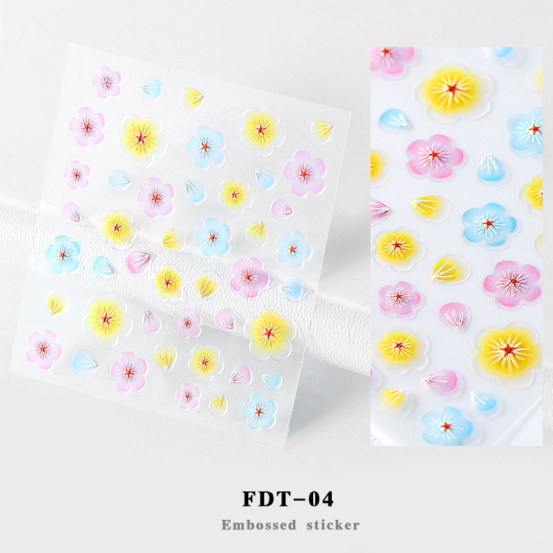 NS5D012   ForLife 2019 New Design 5D Embossed Charm Flowers Nail Art Stickers Decorations