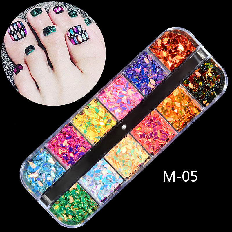 NRS013  ForLife 12 Grids Nail Art Alloy Metal Resin 3d Charms Decorations Rhinestones Glitter Nail Jewelry Manicure Accessories