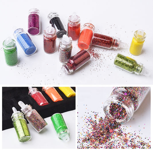 NDE004  ForLife 48Pcs Mixed Nail Art Sequins Set Glitter Powders 3d Ultra-thin Sticker Flakes Manicure Decoration