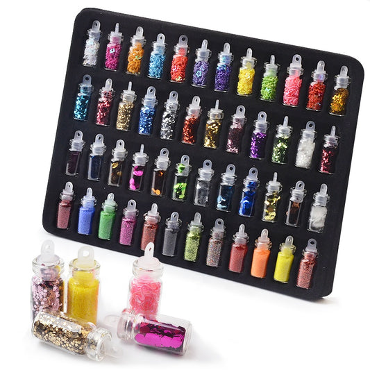 NDE004  ForLife 48Pcs Mixed Nail Art Sequins Set Glitter Powders 3d Ultra-thin Sticker Flakes Manicure Decoration