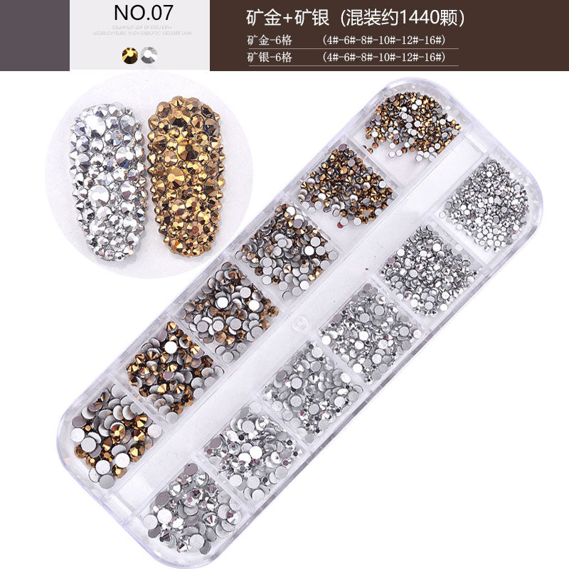 NRS002  ForLife Multi-size Flat Bottom Glass Nail Rhinestones Decorations Crystal 3d Manicure Nail Art Accessories
