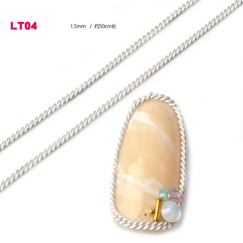 NDE029  ForLife 12 Types Colorful Thin Metal Chains 3d Nail Art Decorations Charm Nail Jewelry DIY Nail Decoration