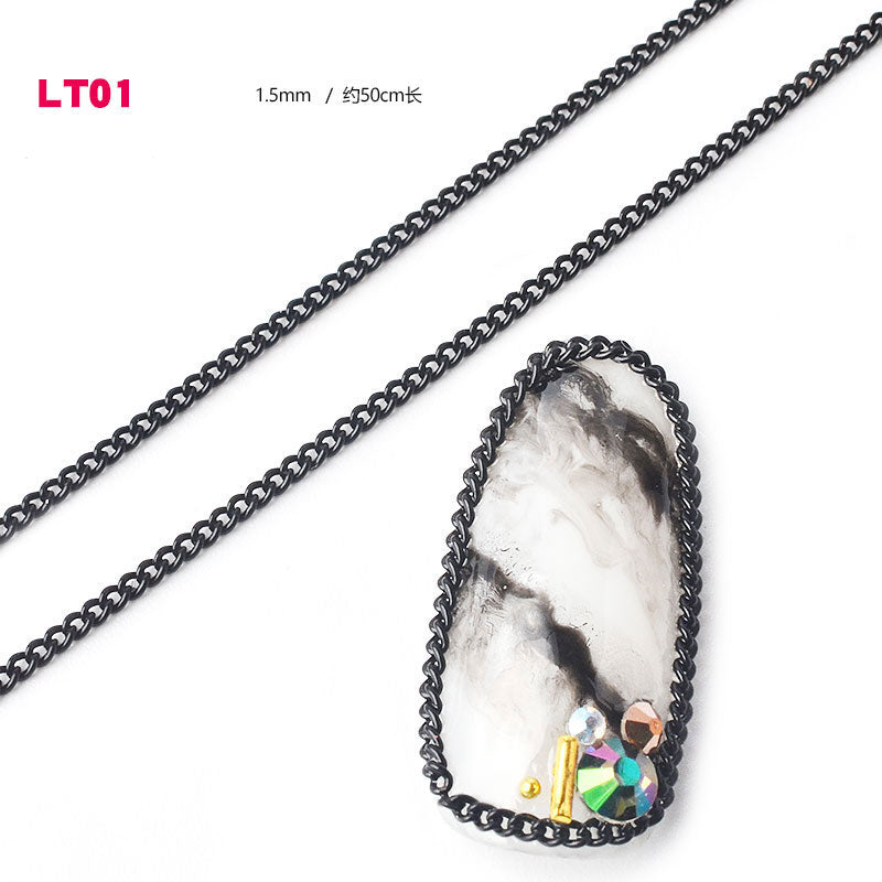 NDE029  ForLife 12 Types Colorful Thin Metal Chains 3d Nail Art Decorations Charm Nail Jewelry DIY Nail Decoration