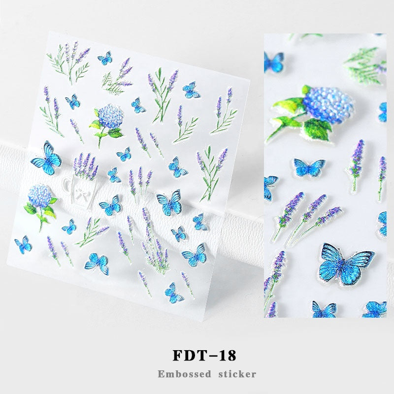 NS5D012   ForLife 2019 New Design 5D Embossed Charm Flowers Nail Art Stickers Decorations