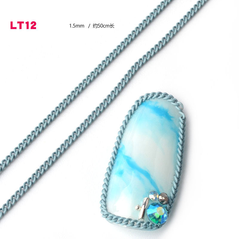 NDE029  ForLife 12 Types Colorful Thin Metal Chains 3d Nail Art Decorations Charm Nail Jewelry DIY Nail Decoration