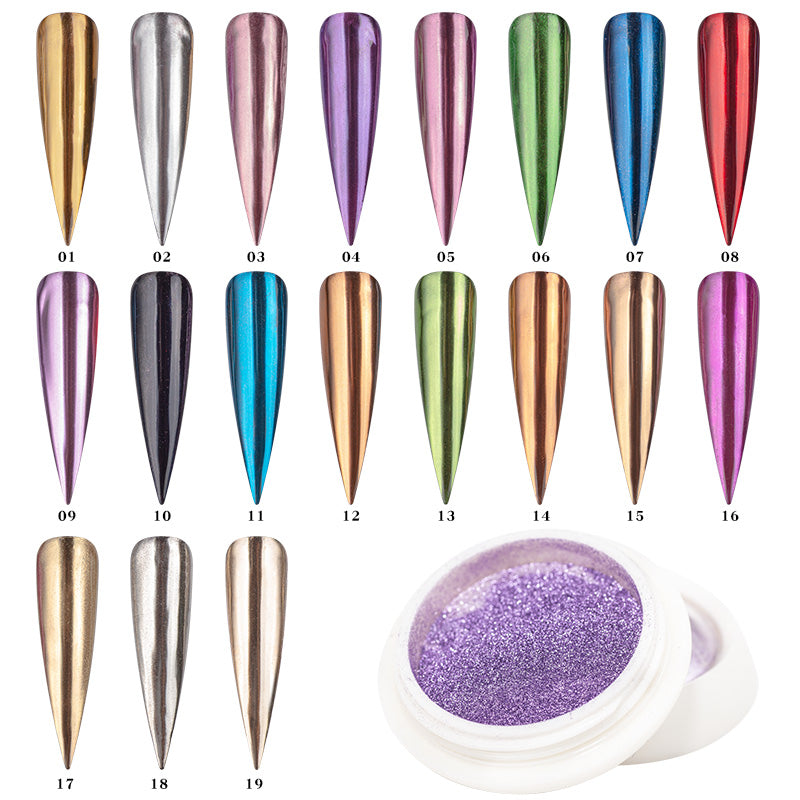 FNP097  Queen Fingers pmn-27 19 Colors Shining Mirror Nail Polish Chrome Powder Pigment