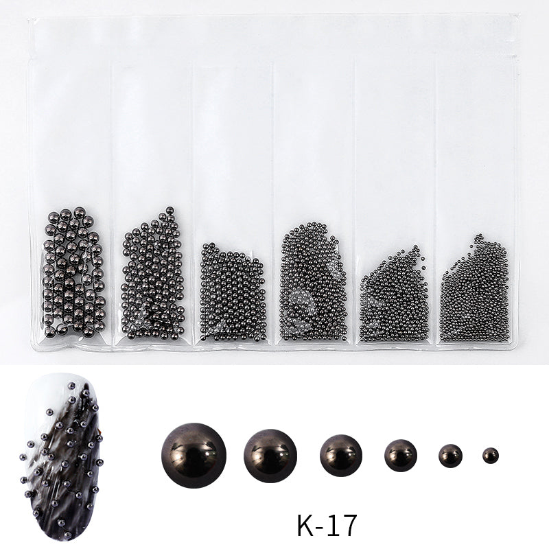 NDE003  ForLife Gold Silver Punk Metal Nail Art Chain DIY Steel Ball Decorations Pearl 3D Nail Jewelry Accessories