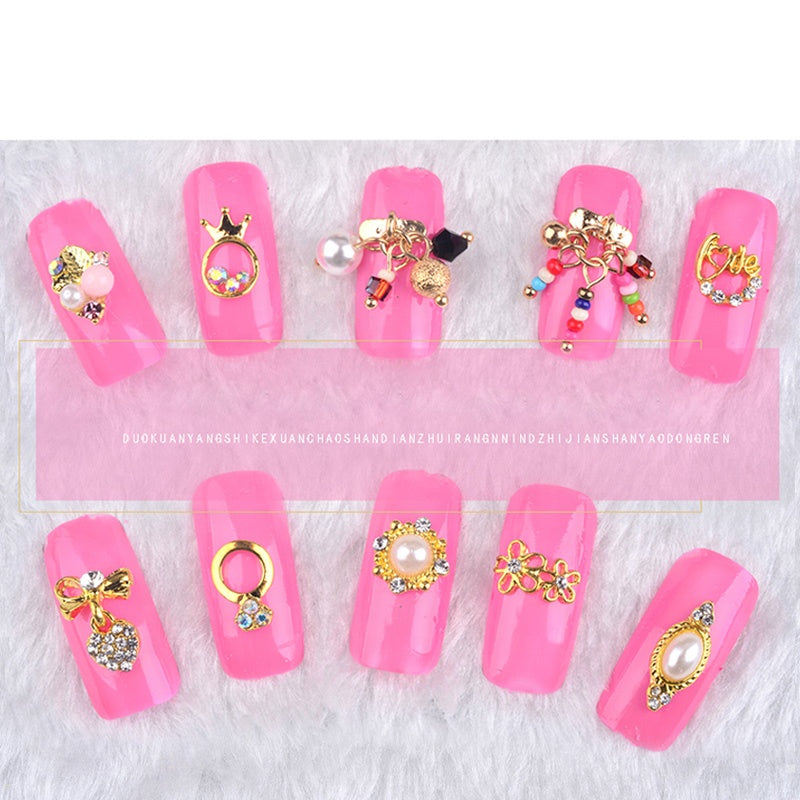 NAW025  3d Pendant Charm Pearl Alloy Nail Art Rhinestone Decoration Wheel DIY Beauty Nail Jewelry Decorations