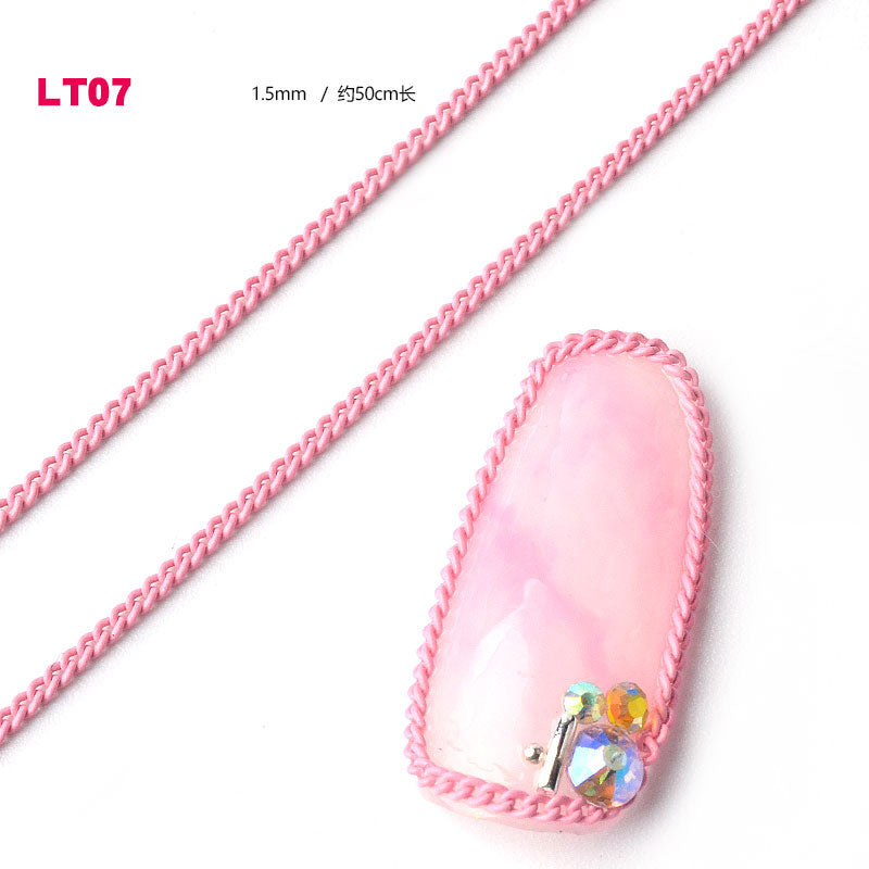 NDE029  ForLife 12 Types Colorful Thin Metal Chains 3d Nail Art Decorations Charm Nail Jewelry DIY Nail Decoration