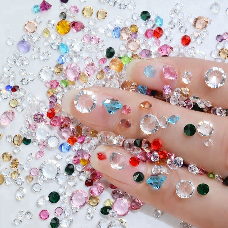 NRS011  Crystal Mixed Size Pointed Back Glass Rhinestones Charm 3D Nail Art Jewelry Decorations