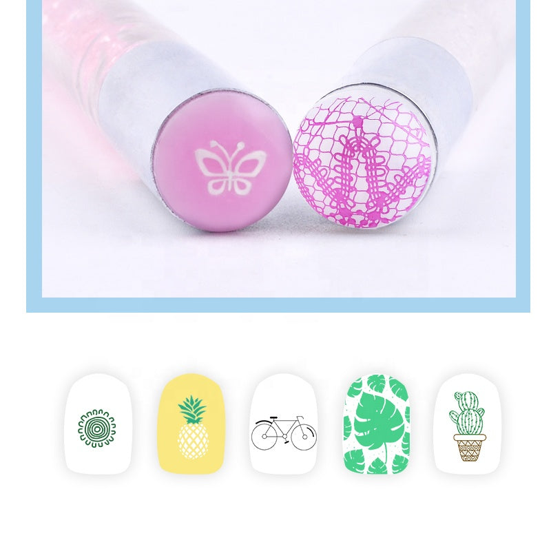 NAB025  ForLife 2 Way Silicone Stamping Gradient Sponge Rhinestone Nail Art Brush Pen Shading Stamper Manicure Tools