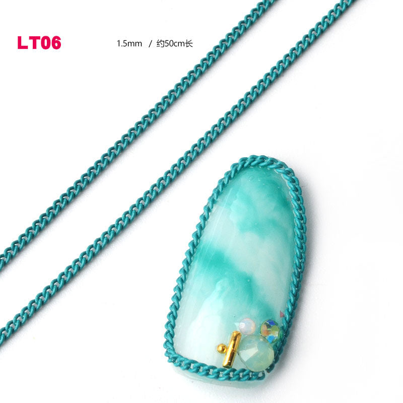 NDE029  ForLife 12 Types Colorful Thin Metal Chains 3d Nail Art Decorations Charm Nail Jewelry DIY Nail Decoration