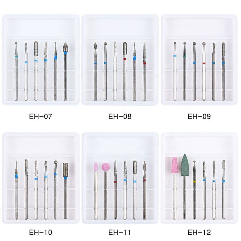 NDB029  6Pcs Nail Drill Bits Diamond Set Silicone Cutters For Manicure Ceramic Machine Milling Cutter For Manicure