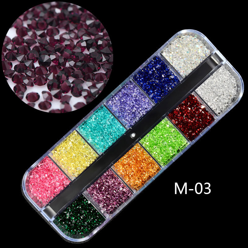 NRS013  ForLife 12 Grids Nail Art Alloy Metal Resin 3d Charms Decorations Rhinestones Glitter Nail Jewelry Manicure Accessories