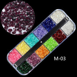 NRS013  ForLife 12 Grids Nail Art Alloy Metal Resin 3d Charms Decorations Rhinestones Glitter Nail Jewelry Manicure Accessories