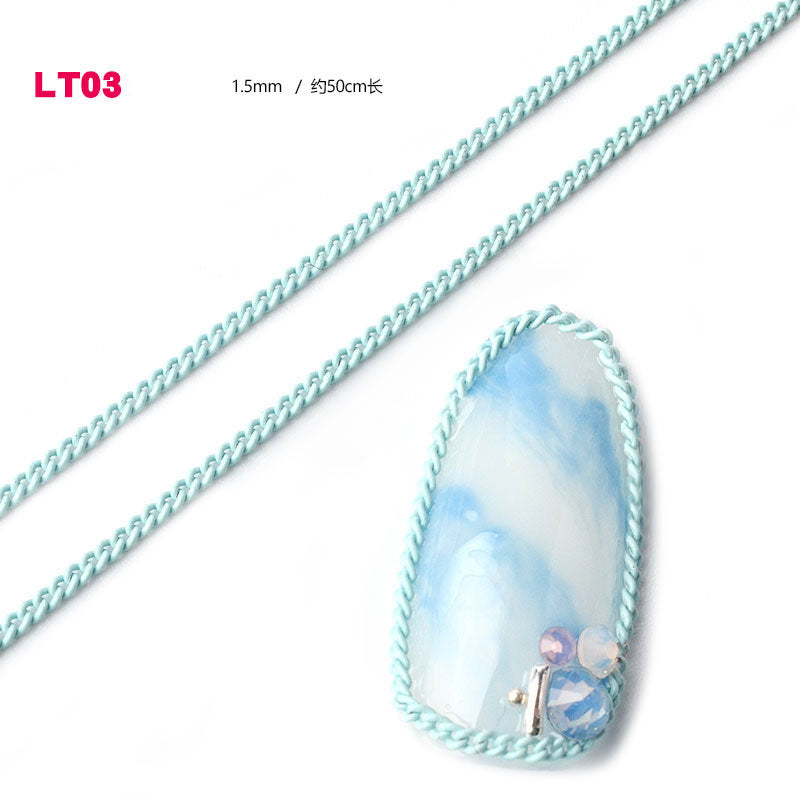 NDE029  ForLife 12 Types Colorful Thin Metal Chains 3d Nail Art Decorations Charm Nail Jewelry DIY Nail Decoration