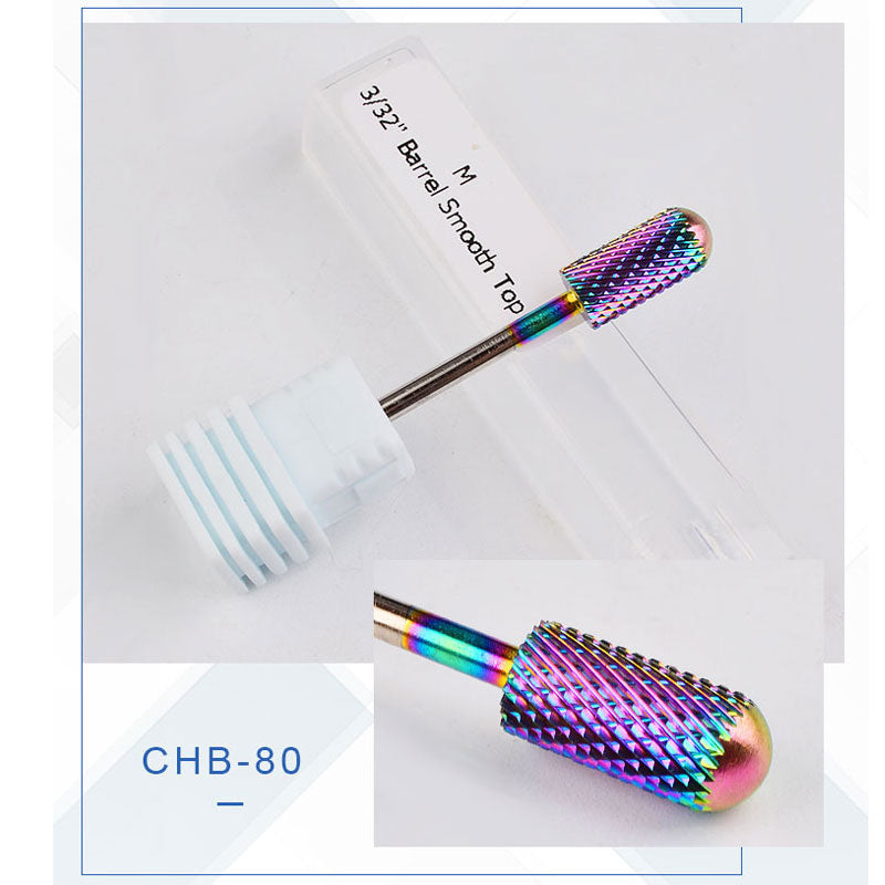 NDB025  Rainbow Tungsten Carbide Nail Drill Bit 3/32" Foot Cuticle Burr Bit For Manicure Nail Drill Accessories Gel Removal