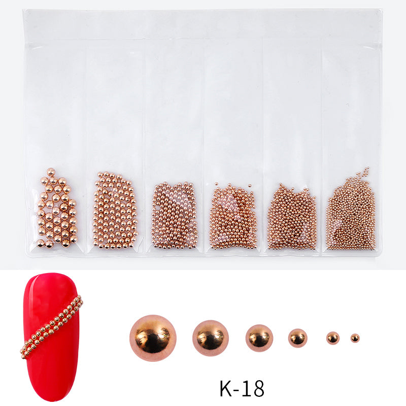 NDE003  ForLife Gold Silver Punk Metal Nail Art Chain DIY Steel Ball Decorations Pearl 3D Nail Jewelry Accessories