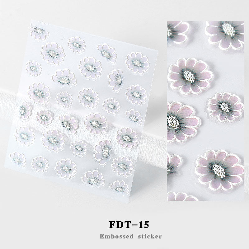 NS5D012   ForLife 2019 New Design 5D Embossed Charm Flowers Nail Art Stickers Decorations