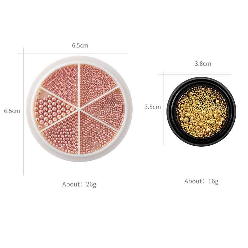 NAW004  Mixed Sizes Gold Sliver Rose Steel Caviar Beads Nail Studs 3D Metal Nail Art Decorations Wheel Manicure Tools