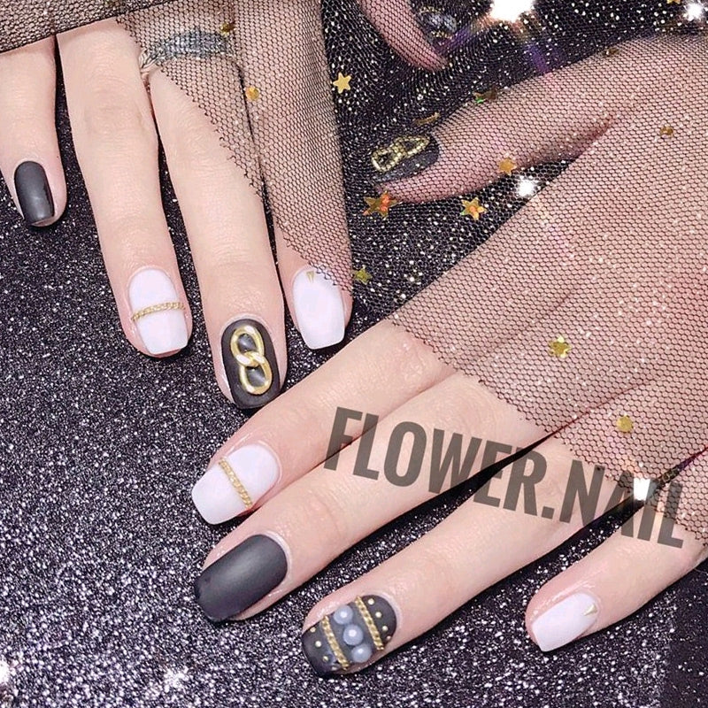 NDE013  ForLife 6 Grid Pack Flatback Nail Art Rhinestones Zircon Resin Flower Alloy Chain 2 Sections Nail Decorations tools