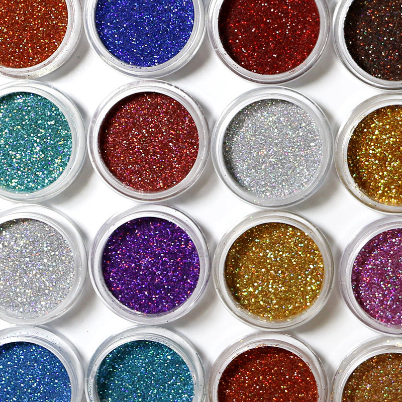 FNP053  24 Color Set Holographic Pigment Magic Acrylic Powder Nail Art Glitter Powder Aurora Nail Art Glitter
