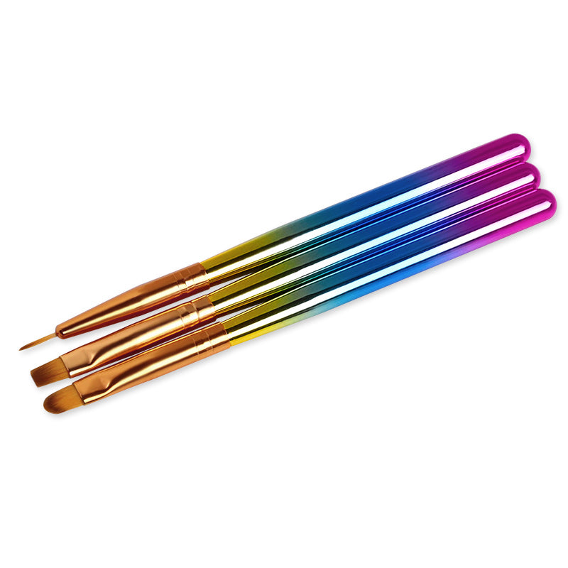 NBR024  ForLife Nair art 3 pcs/set nylon hair painting brush ,Carved pen, light therapy pen set with colorful pen holder