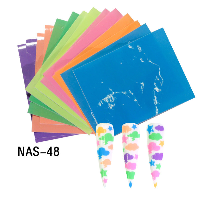NS5D021  ForLife Aurora fluorescence Nail Sticker Holographic Colorful Fire Reflections Self-Adhesive Foils DIY Nail Art Decoration