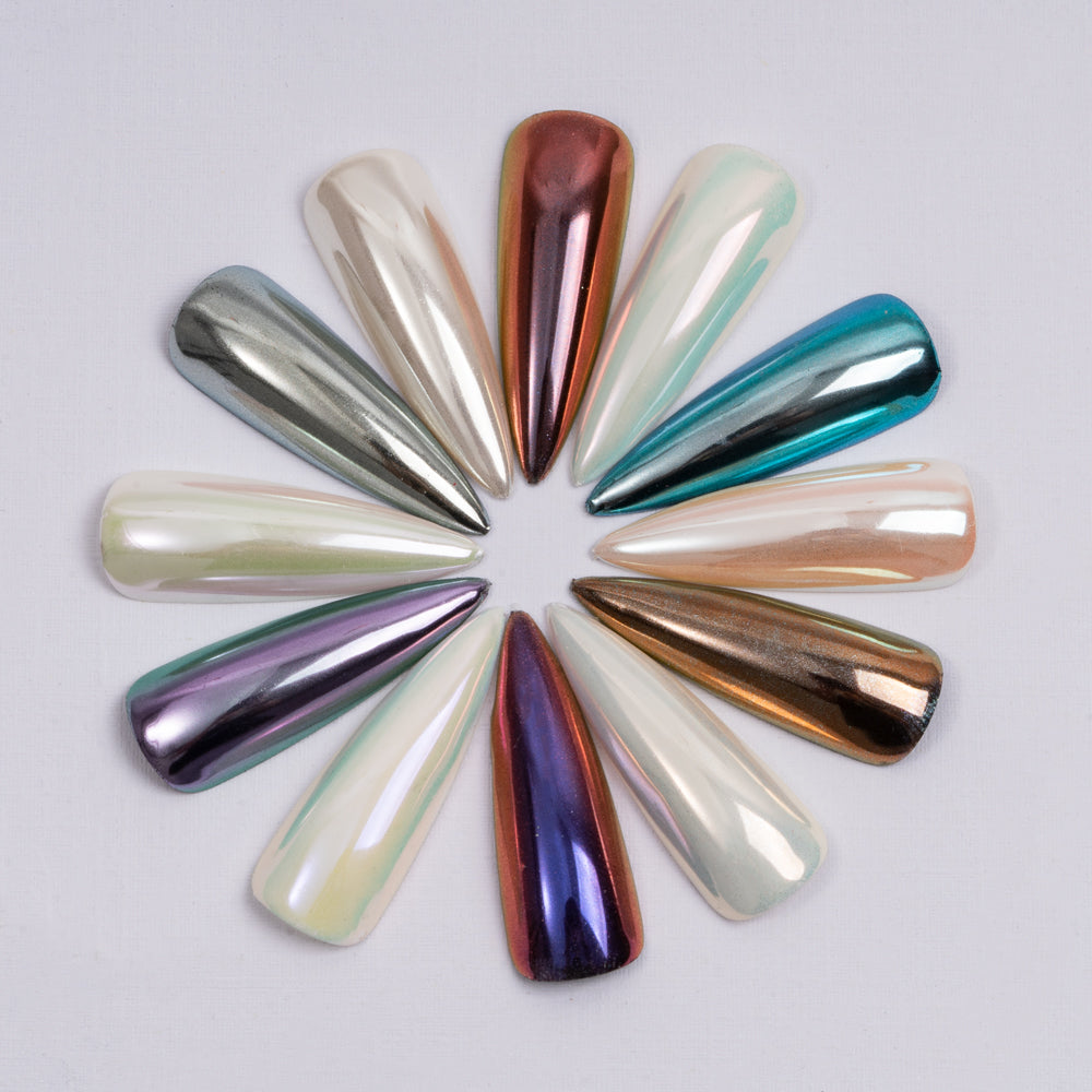 FNP015  Round tube wholesale CM series 6 colors liquid magic mirror powder used for art nail decoration