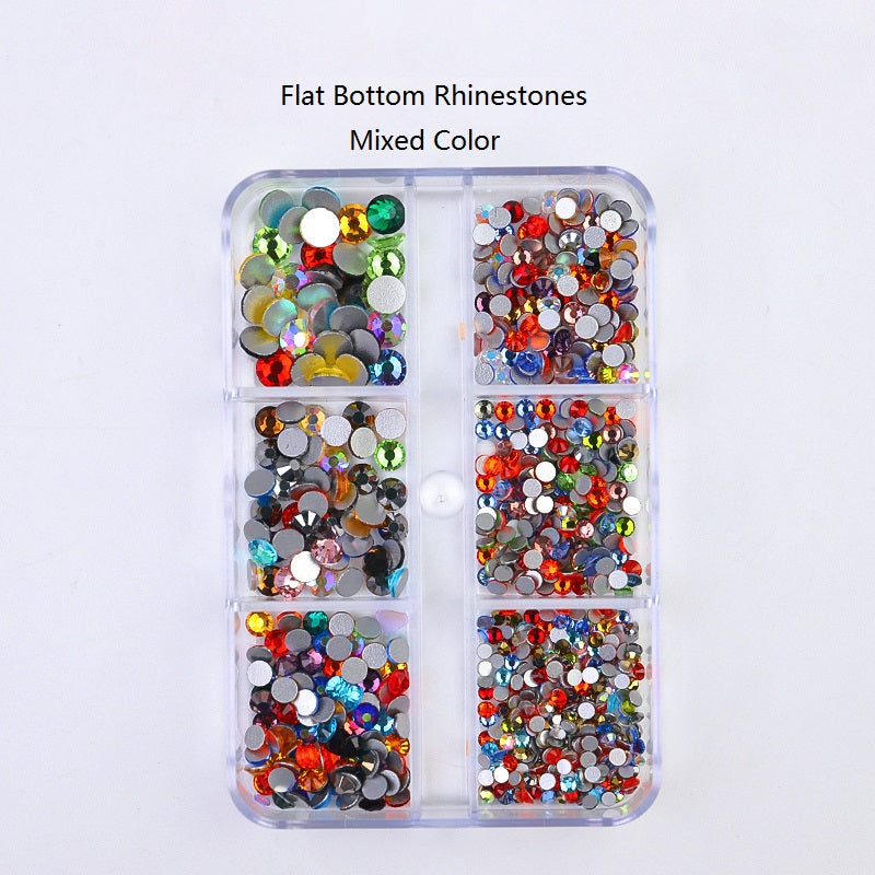 NZJ009 Colorful Symphony Pointed Bottom Rhinestones Mixed Color Size Special-shaped Diamond Nail Art Jewelry
