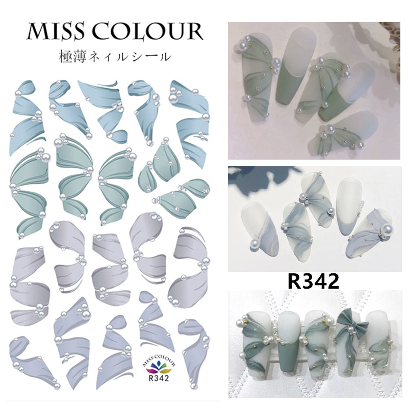 NS5D018  ForLife Ballet shoe ribbon Morocco Nail Art Stickers butterfly Avocado Decals Manicure for Fingernails Nail Tips