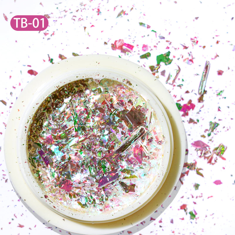 FNP026  TB Acrylic Nail Diamond Powder Holographic Aurora Powder For Nails Transparent Laser Pigment Nail Glitter Powder