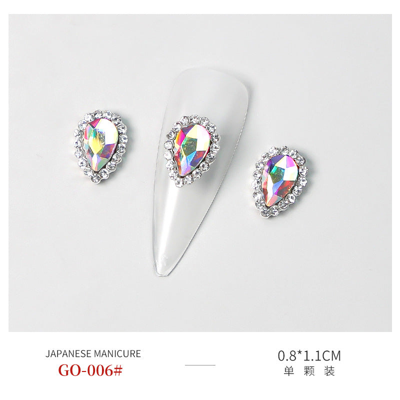 NZJ069  3D Designer Luxury Zircon Crystal Rhinestone Nail Charms Kawaii Gold Metal Alloy Charms for Nail Jewelry