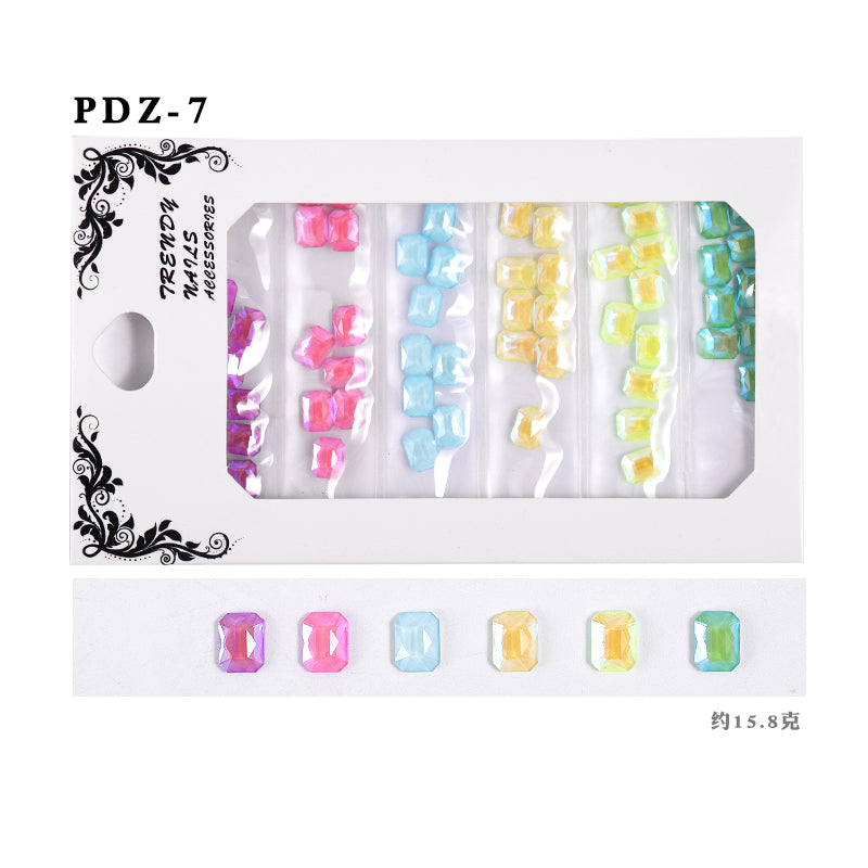 NDE008  ForLife 6 Grid Pack Flatback Nail Art Crystal Rhinestones Decorations 3d Alloy Retro Nail Accessories